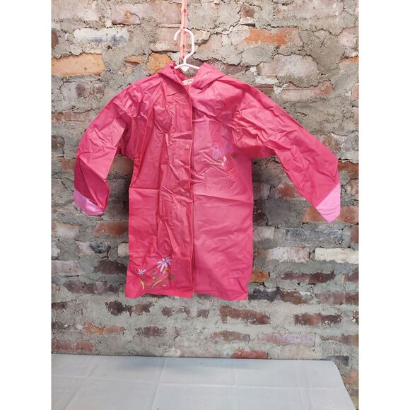 Barbie Other - Barbie Girls Hooded Raincoat Pink Rain Jacket Slicker Snap Front Graphic 5t